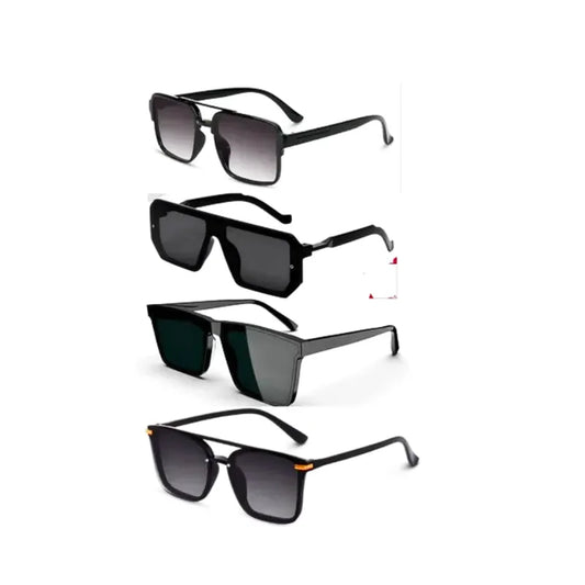 Iko shadss - Unisex Combo offer pack of 4 shades glasses Rectangle Retro Vintage Narrow Sunglasses Women and Men Small Narrow Square Sun Glasses Combo offer pack of 4