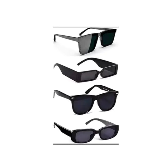 LOOKOUT SHADES - wayfarer Candy MC Stan Unisex Combo offer pack of 4 shades glasses White Black Sunglasses Women and Men Small Combo offer pack of wayfarer candy MC stan (pack of 4)