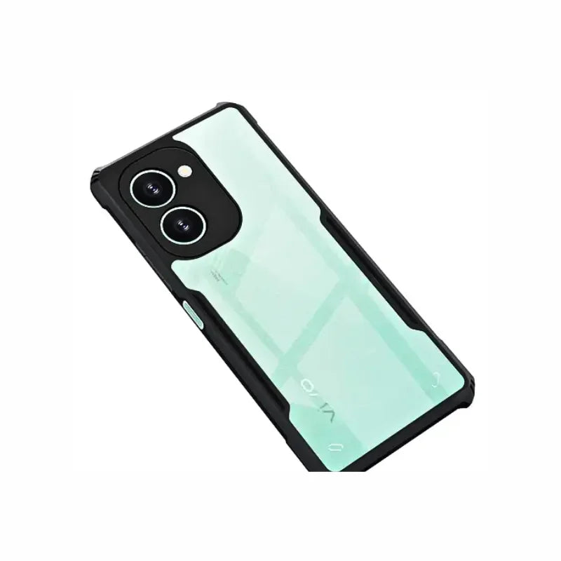 CEDO Vivo Y18 / Y18e / Y03 / Y28s (4G) Back Case Cover | Camera Protection Shockproof Bumper-Edge | Acrylic Crystal Clear 360 Degree Protection TPU+PC | Transparent Eagle Back Case Cover (Black)