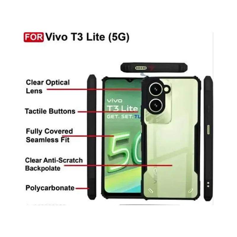Vivo T3 Lite 5G Back Cover(Black)